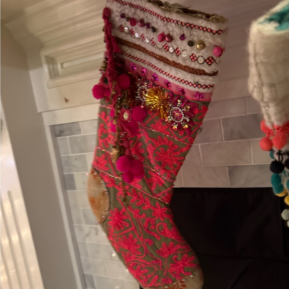 FP Movement by Free People Pink and Gold Embellished Stocking